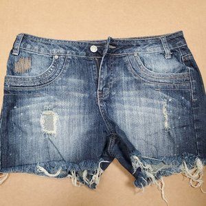A.N.A. women's distressed high rise shorts size 8 stretchy summer comfortable